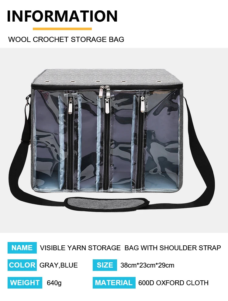 Large Capacity Craft Storage Shoulder Bag – Sewing, Knitting, Crochet & Yarn Organizer