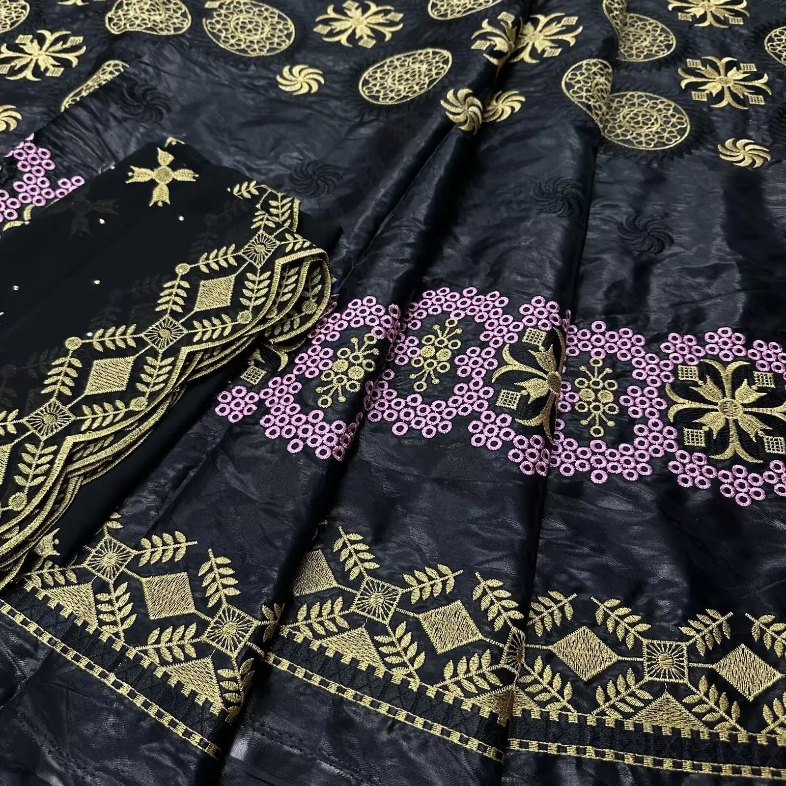 African Bazin Riche Brocade Fabric – 7 Yards (5+2) | Nigerian Wedding, Party & Celebration Dress