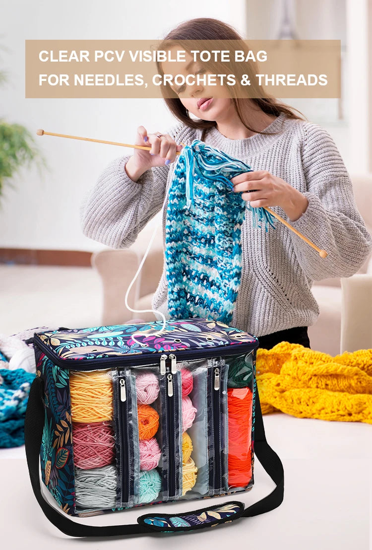 Large Capacity Craft Storage Shoulder Bag – Sewing, Knitting, Crochet & Yarn Organizer
