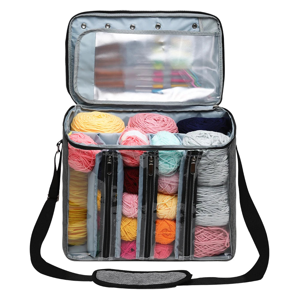 Large Capacity Craft Storage Shoulder Bag – Sewing, Knitting, Crochet & Yarn Organizer