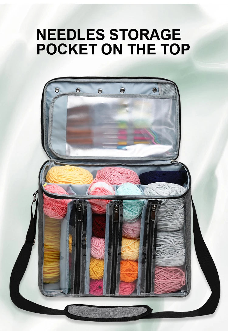 Large Capacity Craft Storage Shoulder Bag – Sewing, Knitting, Crochet & Yarn Organizer