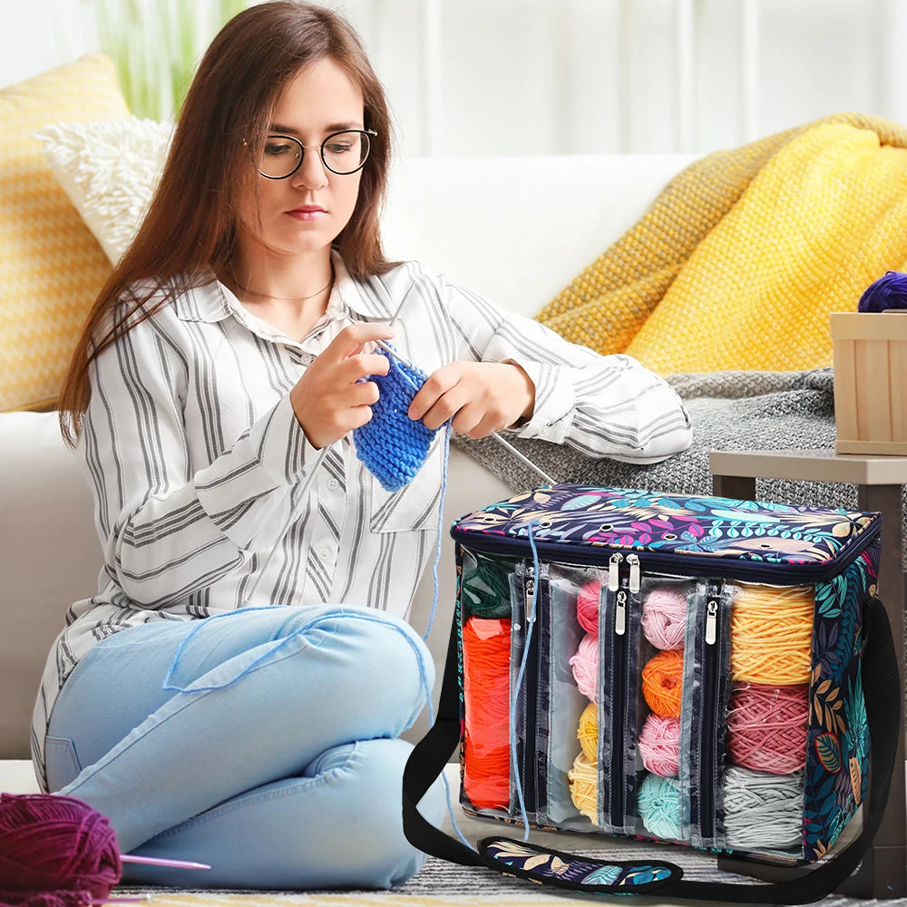 Large Capacity Craft Storage Shoulder Bag – Sewing, Knitting, Crochet & Yarn Organizer