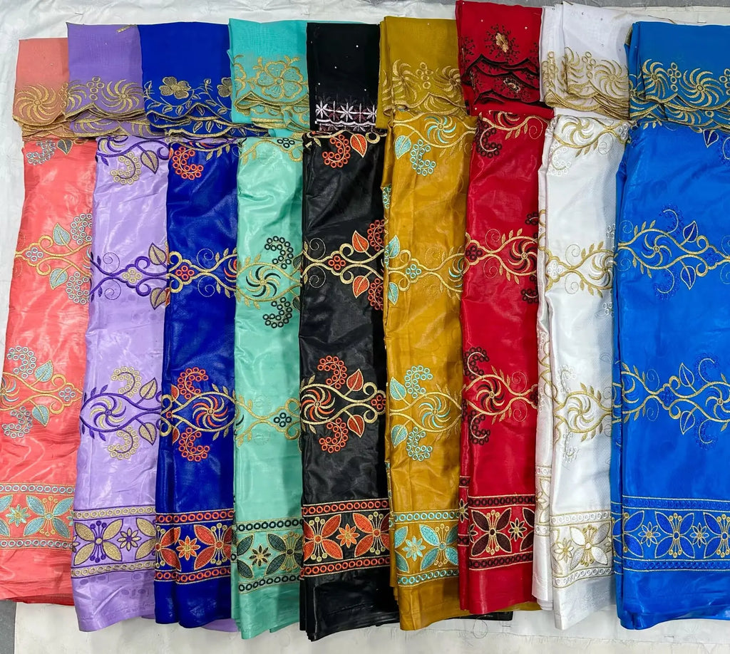 African Bazin Riche Brocade Fabric – 7 Yards (5+2) | Nigerian Wedding, Party & Celebration Dress