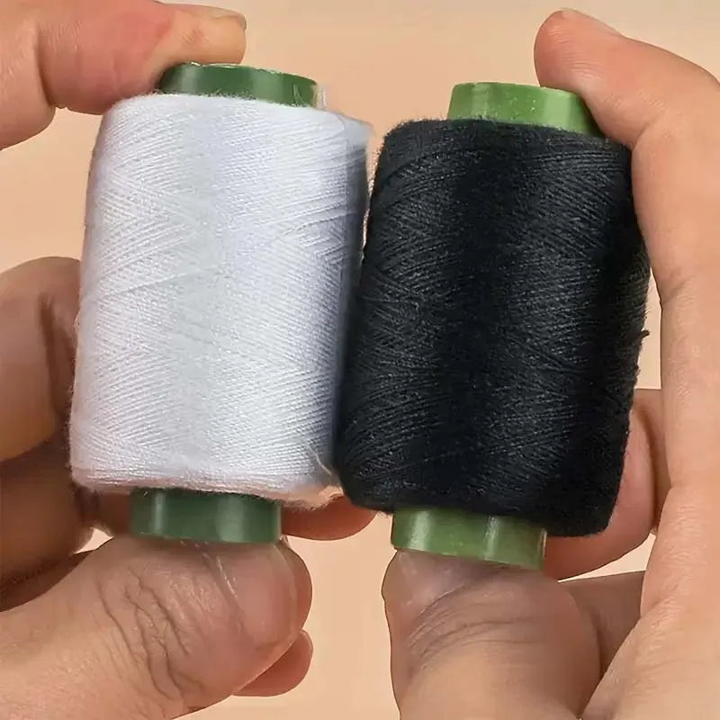 Black & White Polyester Sewing Thread Set - 2 Spools (1 black, 1 white)
