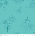 Green Aqua Multi Wideback Spring's in Town Peaccock Fabric Per Yard