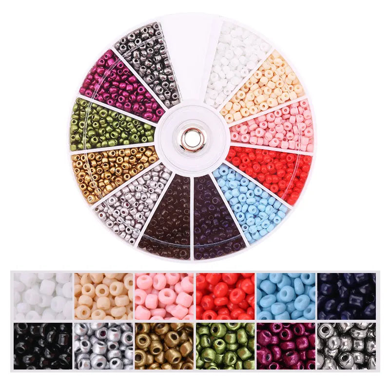Set de 2000 Cuentas de Cristal de Semilla – 12 Colores Surtidos para Hacer Joyas, Pulseras y Manualidades DIY