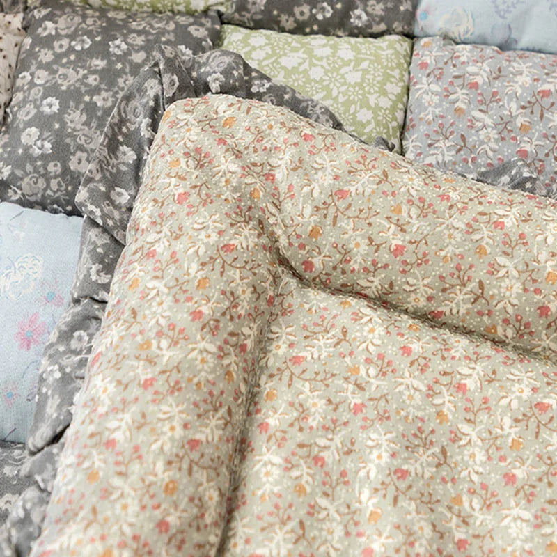 Large Thick Cotton Quilted Rug – Anti-Slip Floral Tatami Floor Mat for Bedroom & Living Room