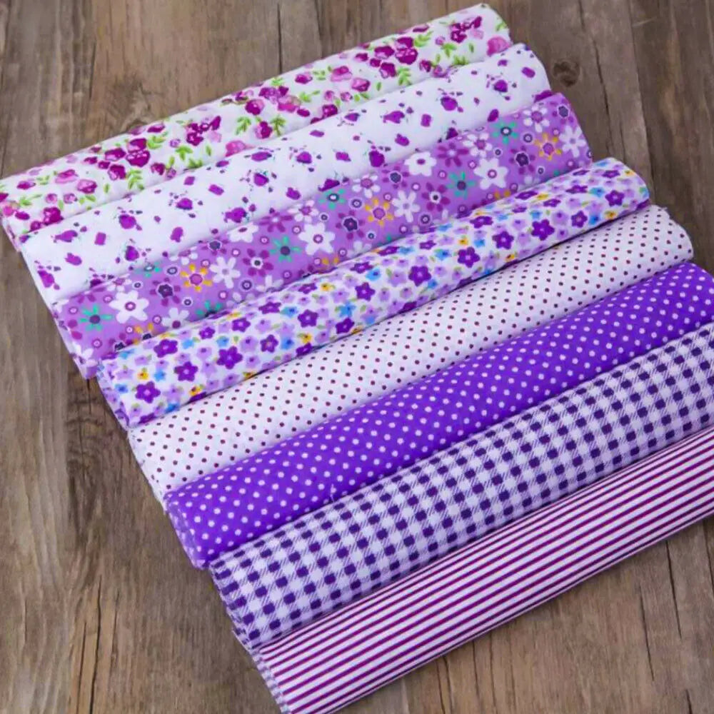 7-Piece Assorted Cotton Fat Quarter Bundle – 25×25cm (9.8"×9.8") | Precut Quilting Fabric