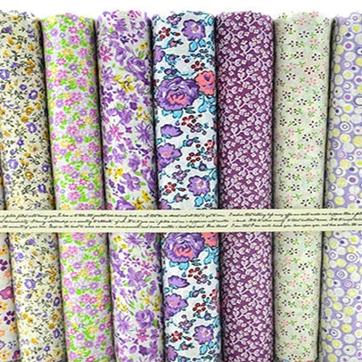Cuadros de tela precortados – 100% algodón | Estampados florales, a cuadros y de rayas | Elige tu combinación de colores