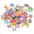 Botones de Madera Novedosos – Formas de Animales e Insectos | Botones Artesanales de 2 Agujeros para Coser y Scrapbooking