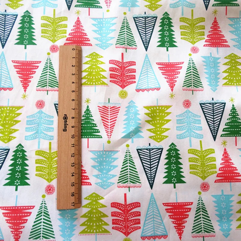 Christmas Twill Cotton Fabric – Santa, Trees & Holiday Prints, 0.5m x 1.6m