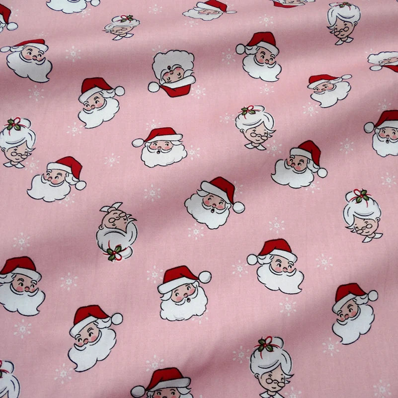 Christmas Twill Cotton Fabric – Santa, Trees & Holiday Prints, 0.5m x 1.6m
