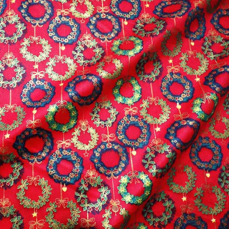 Christmas Twill Cotton Fabric – Santa, Trees & Holiday Prints, 0.5m x 1.6m
