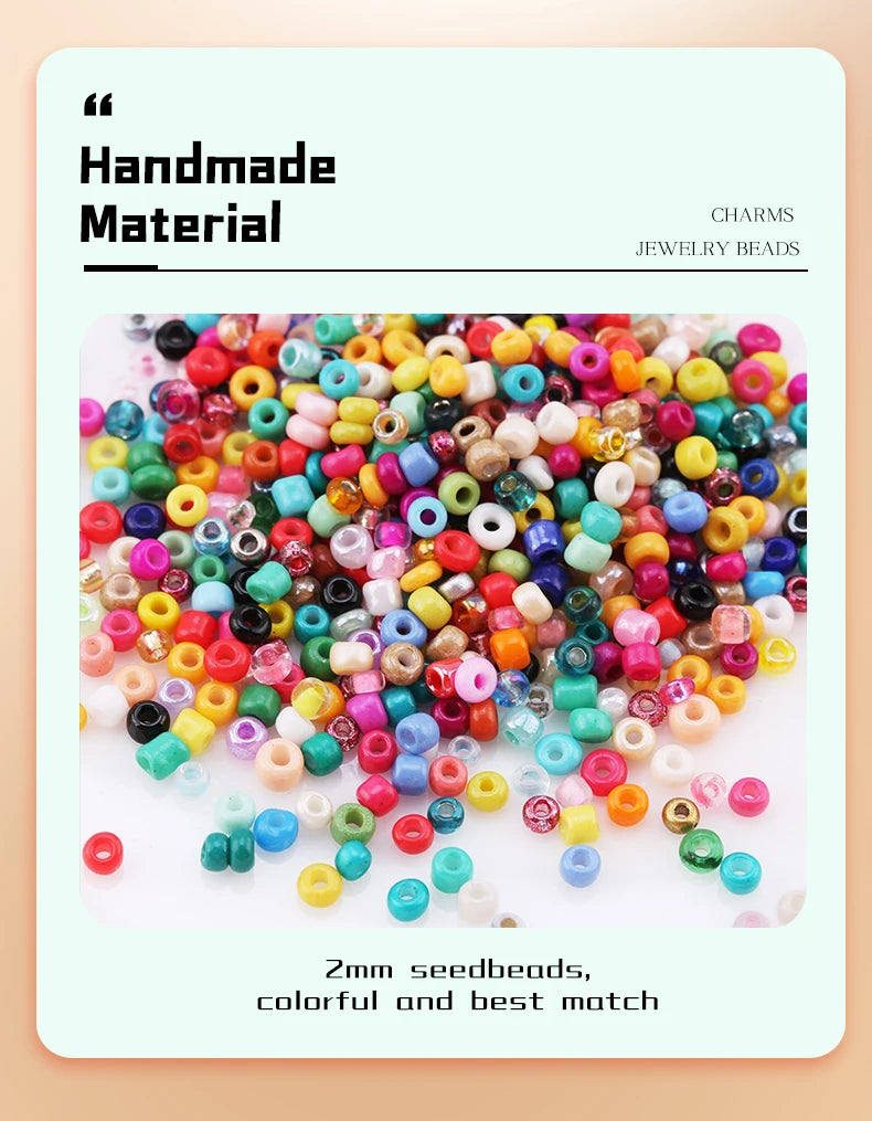 Set de 2000 Cuentas de Cristal de Semilla – 12 Colores Surtidos para Hacer Joyas, Pulseras y Manualidades DIY