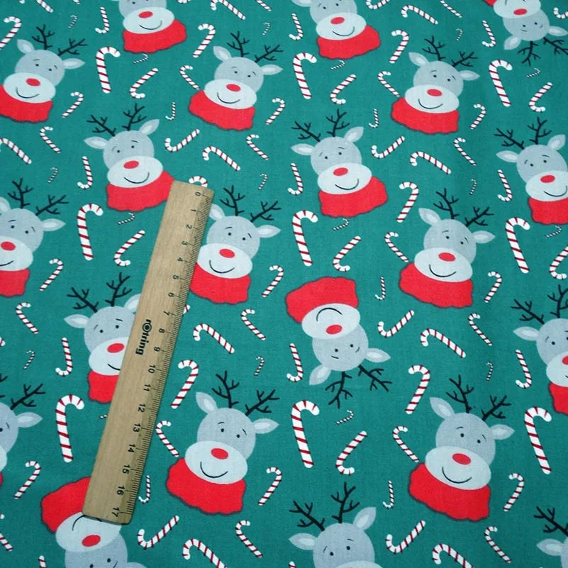 Christmas Twill Cotton Fabric – Santa, Trees & Holiday Prints, 0.5m x 1.6m