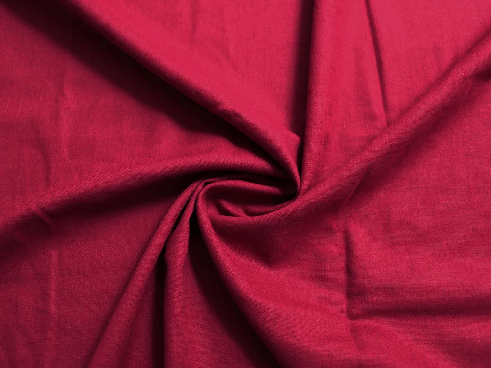Burgundy Red Cotton-Linen Blend Fabric | 65% Cotton 35% Linen | 230g/m | 140cm Wide | Patchwork & Craft