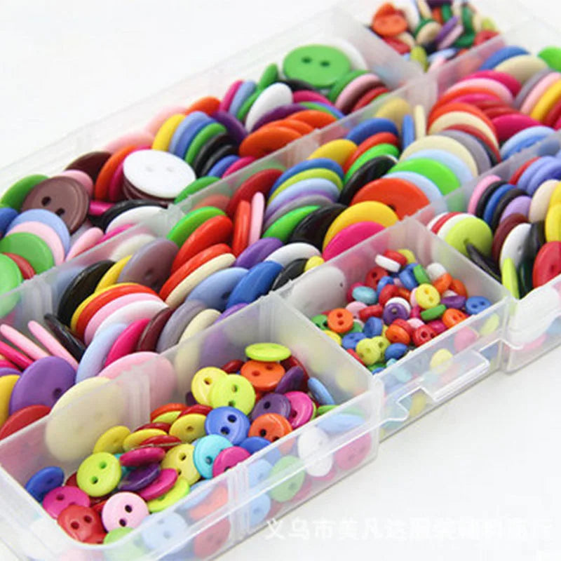 MIAOCHI Mixed Color Round Plastic Buttons – 2-Hole, 7 Sizes, 50 or 100-Pack