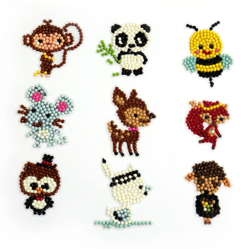 Kits de pintura de diamantes 5D para niños, pegatinas de animales con diamantes DIY, arte de diamantes digital hecho a mano, mosaico de manualidades