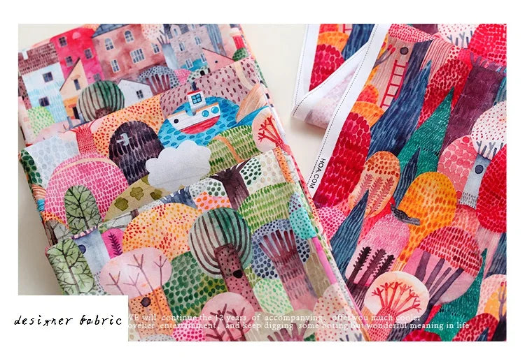 Fruit Print Cotton Fabric by the Meter – Breathable Woven Cloth for Quilting, Sewing & DIY
