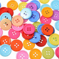 Mixed Color Round Plastic Buttons – 4-Hole, Washable Resin, 50 or 100-Pack