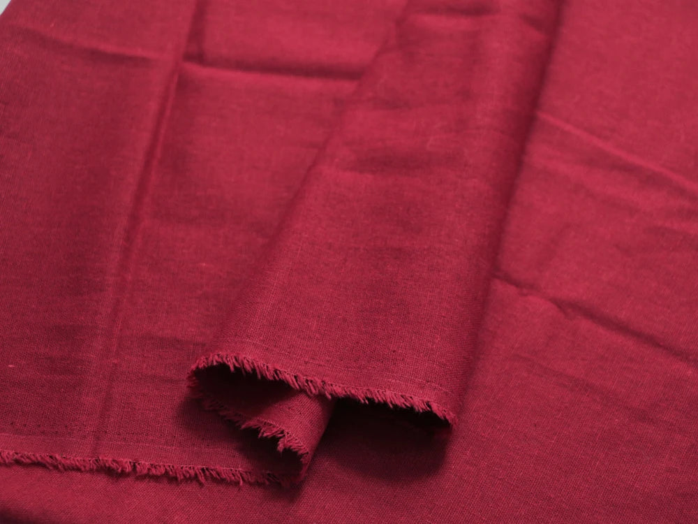 Burgundy Red Cotton-Linen Blend Fabric | 65% Cotton 35% Linen | 230g/m | 140cm Wide | Patchwork & Craft