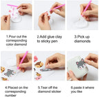 Kits de pintura de diamantes 5D para niños, pegatinas de animales con diamantes DIY, arte de diamantes digital hecho a mano, mosaico de manualidades