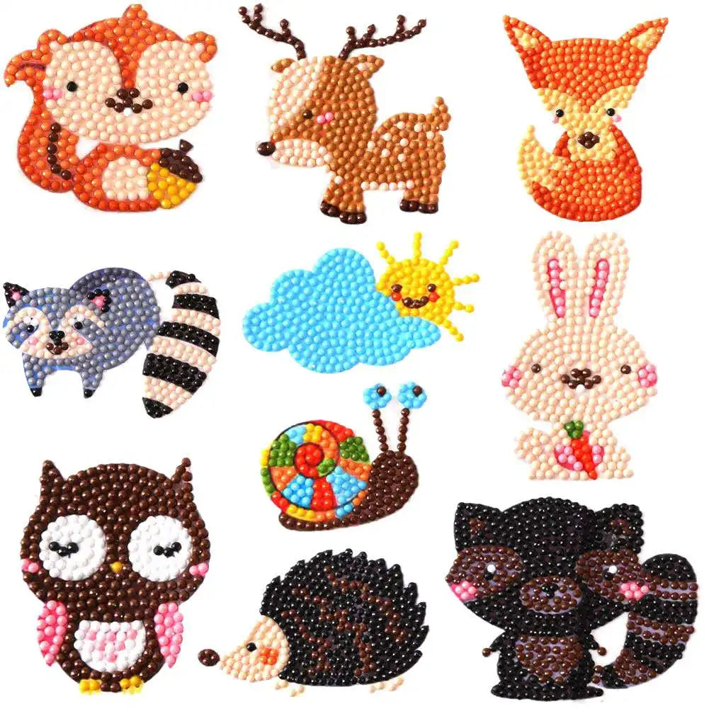 Kits de pintura de diamantes 5D para niños, pegatinas de animales con diamantes DIY, arte de diamantes digital hecho a mano, mosaico de manualidades