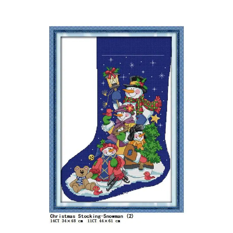 Christmas Stocking Cross Stitch Kit – Stamped 14CT & 11CT Embroidery Set | 13 Designs