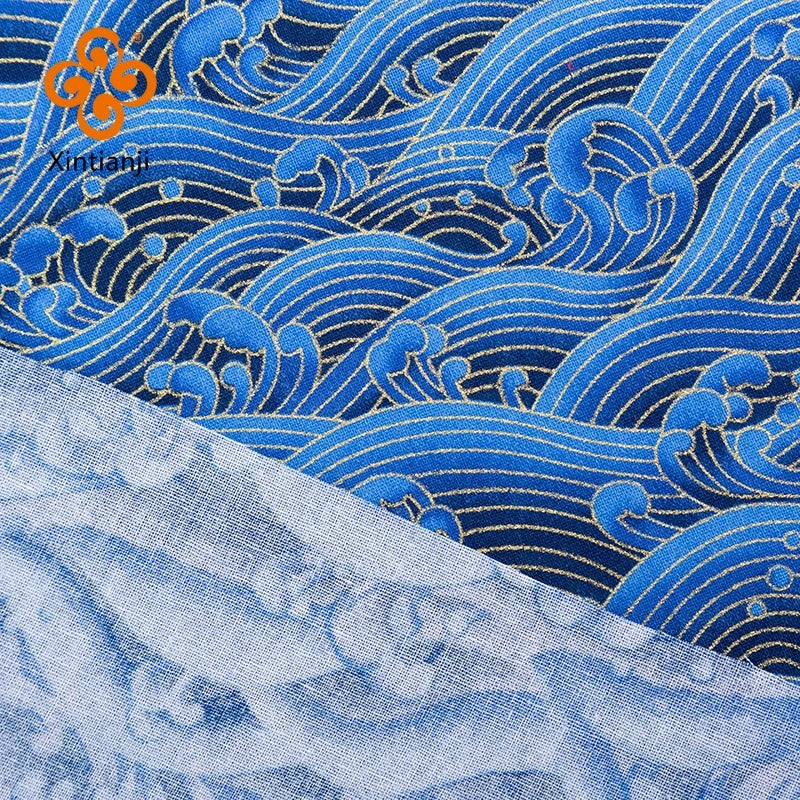 Japanese Navy Bronzed Print Cotton Kimono Fabric – 57" Wide, 200gsm | Quilting, Clothing & DIY Crafts (3 Sizes)