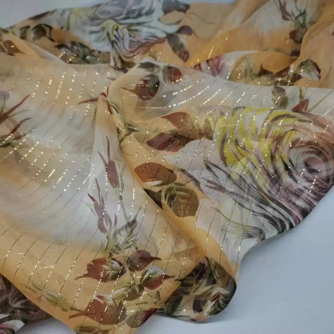 Floral Print Silk-Cotton Blend Fabric – 135cm Wide, 9-10mm | Dresses, Blouses & Luxury DIY Sewing