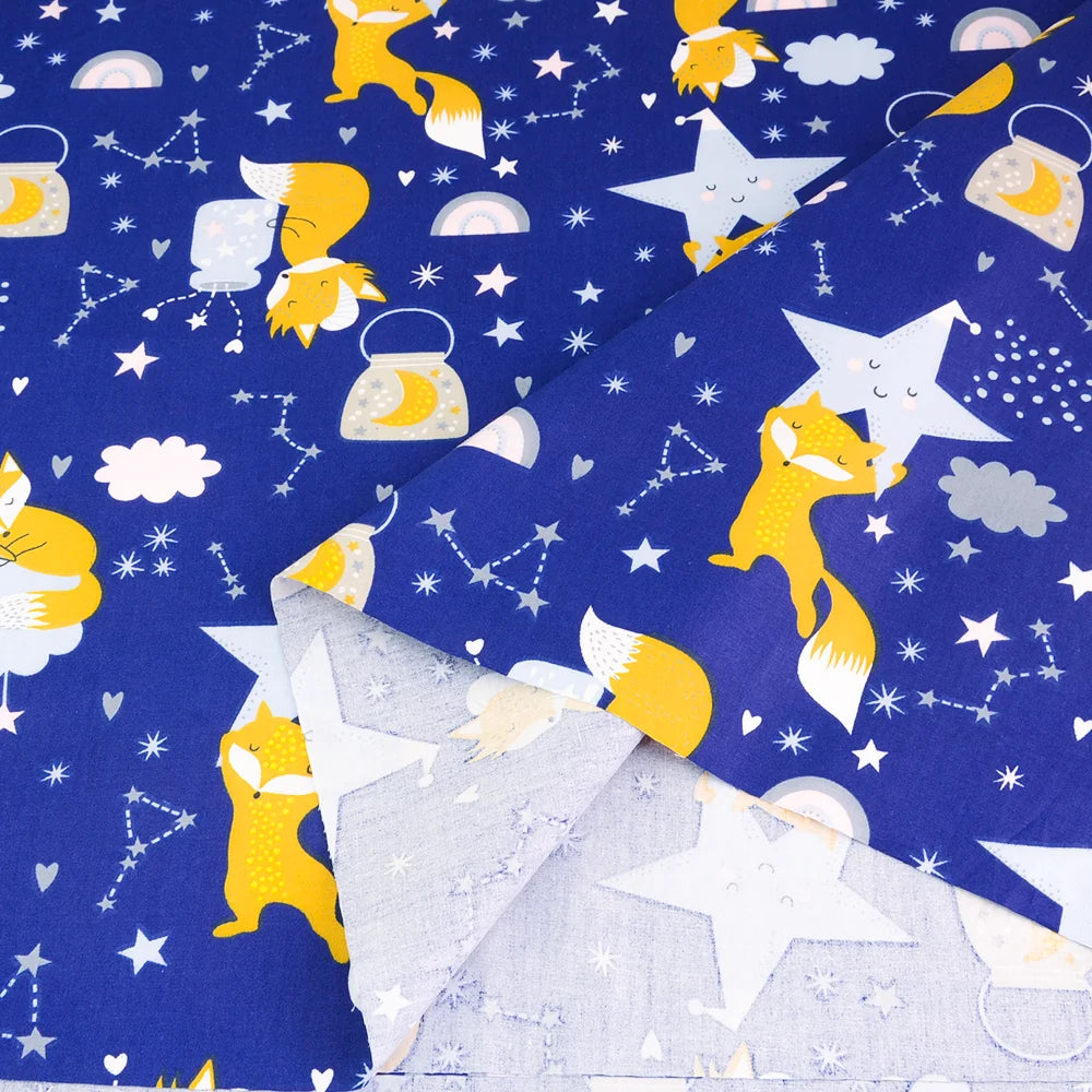 Fox Print 100% Cotton Twill Fabric – 63" Wide | Quilting, Patchwork, Baby & DIY Sewing (6 Pre-Cut Sizes)