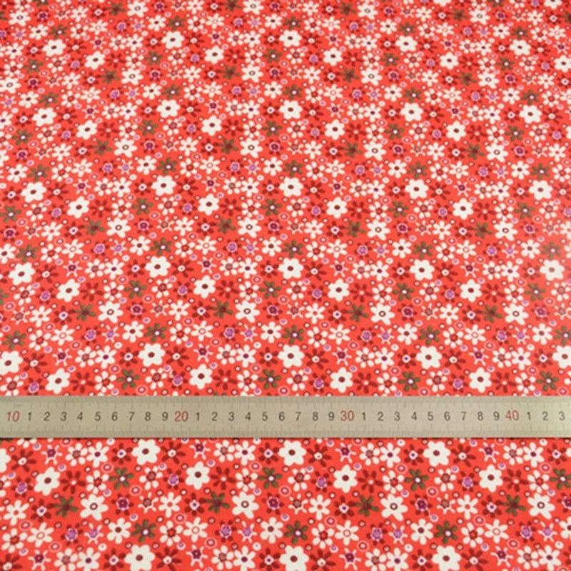 Teramil New Cotton Cloth Fabric Blue and Pink Flower Design for Sewing Home Textile Handicraft Patchwork Scrapbooking Needlework