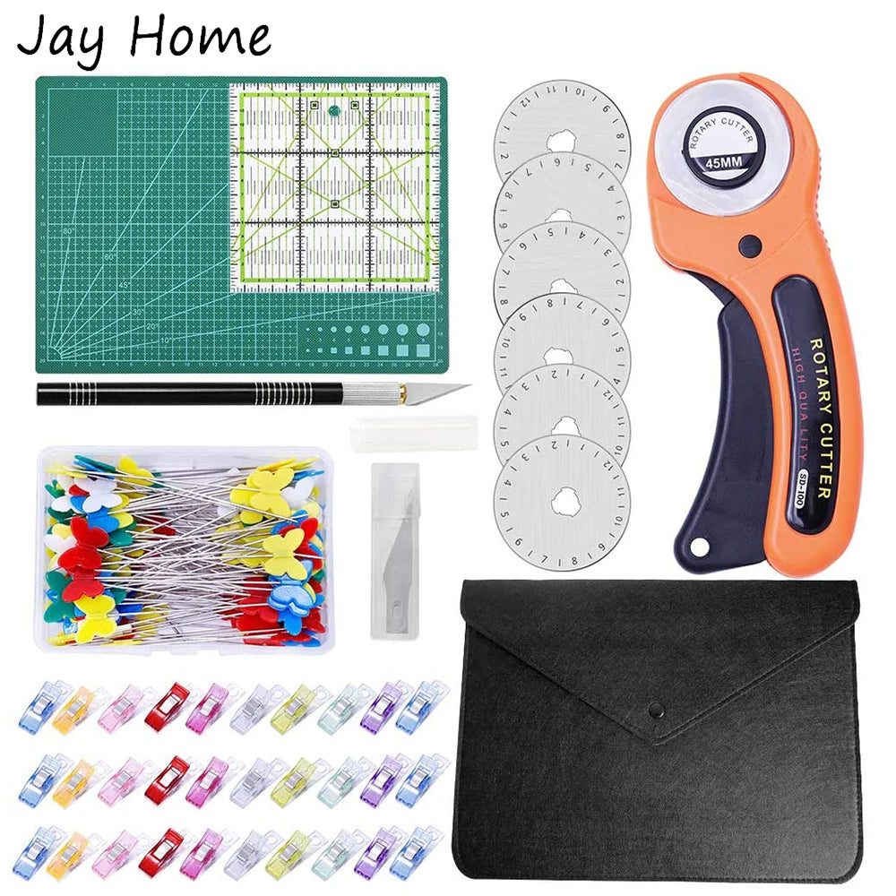 125-Piece Rotary Cutter Kit – 45mm Cutter, Cutting Mat, Patchwork Ruler & Accessories