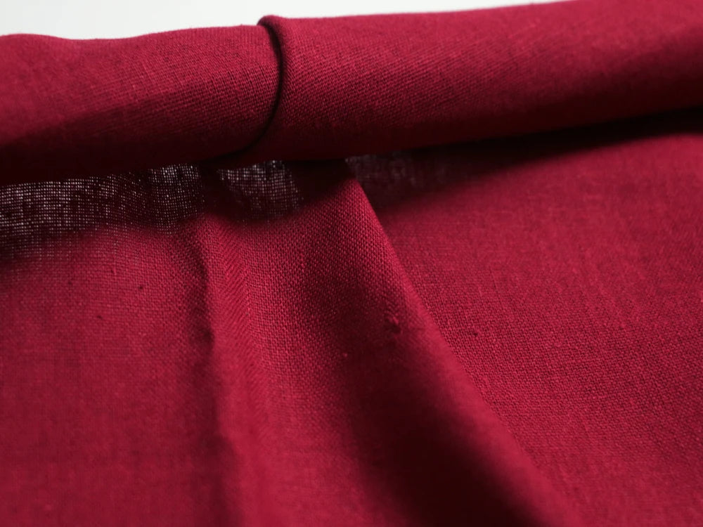 Burgundy Red Cotton-Linen Blend Fabric | 65% Cotton 35% Linen | 230g/m | 140cm Wide | Patchwork & Craft
