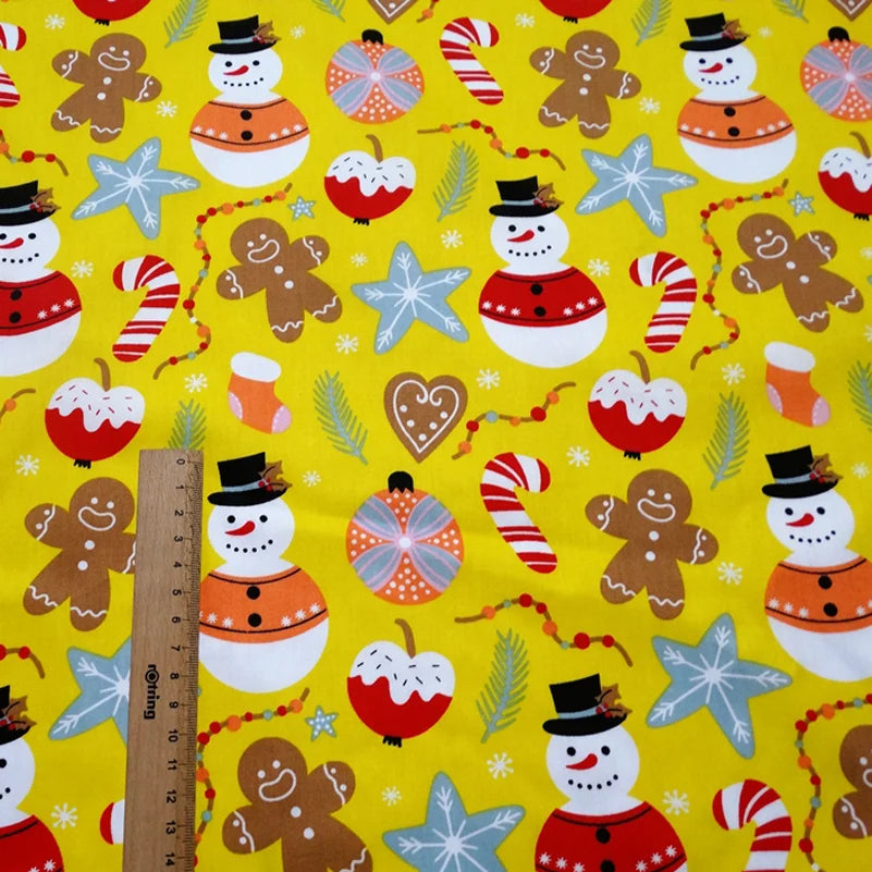 Christmas Twill Cotton Fabric – Santa, Trees & Holiday Prints, 0.5m x 1.6m