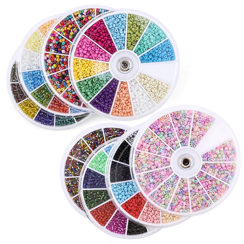 Set de 2000 Cuentas de Cristal de Semilla – 12 Colores Surtidos para Hacer Joyas, Pulseras y Manualidades DIY