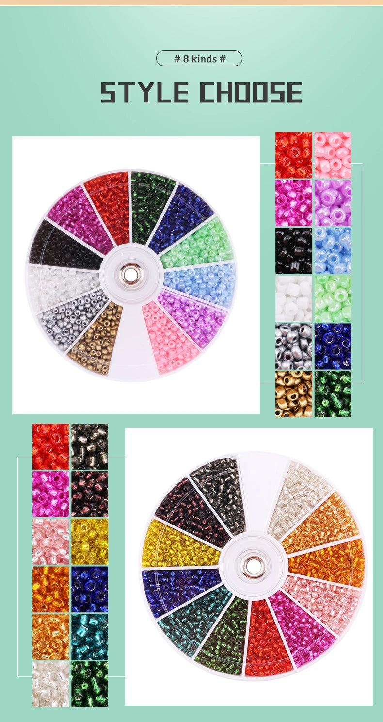 Set de 2000 Cuentas de Cristal de Semilla – 12 Colores Surtidos para Hacer Joyas, Pulseras y Manualidades DIY