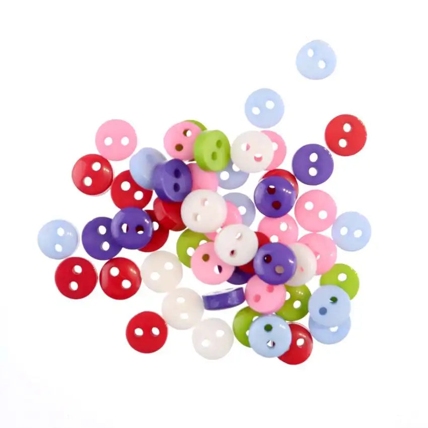 MIAOCHI Mixed Color Round Plastic Buttons – 2-Hole, 7 Sizes, 50 or 100-Pack