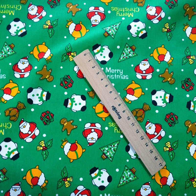 Christmas Twill Cotton Fabric – Santa, Trees & Holiday Prints, 0.5m x 1.6m