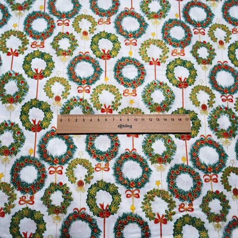 Christmas Twill Cotton Fabric – Santa, Trees & Holiday Prints, 0.5m x 1.6m