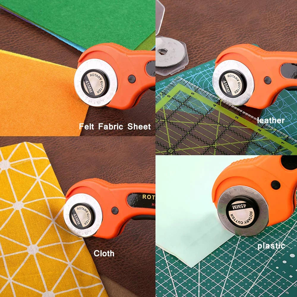 125-Piece 45mm Rotary Cutter Kit – Cutting Mat, Patchwork Ruler & Sewing Clips
