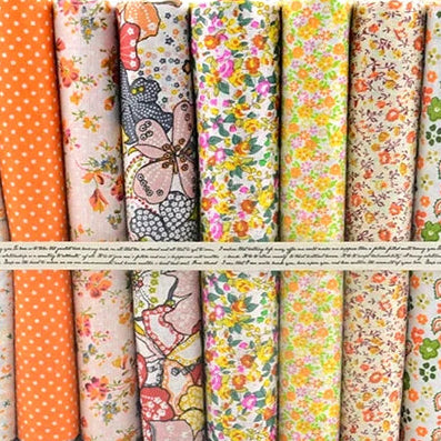Cuadros de tela precortados – 100% algodón | Estampados florales, a cuadros y de rayas | Elige tu combinación de colores