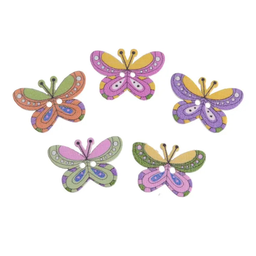 Mixed Color Dragonfly Wood Buttons – 2-Hole, Eco-Friendly, 10 or 50-Pack