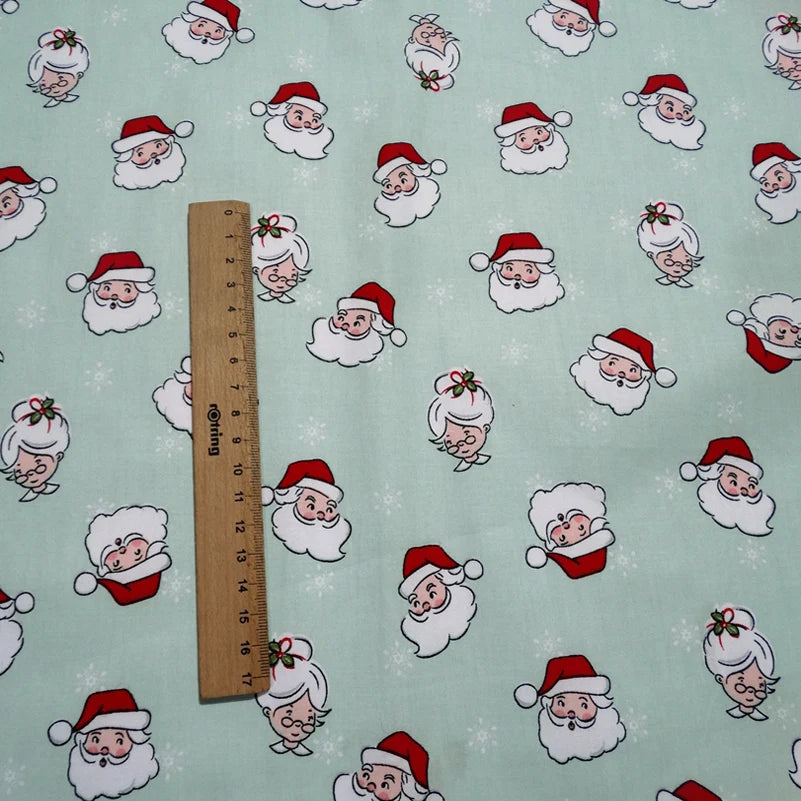 Christmas Twill Cotton Fabric – Santa, Trees & Holiday Prints, 0.5m x 1.6m