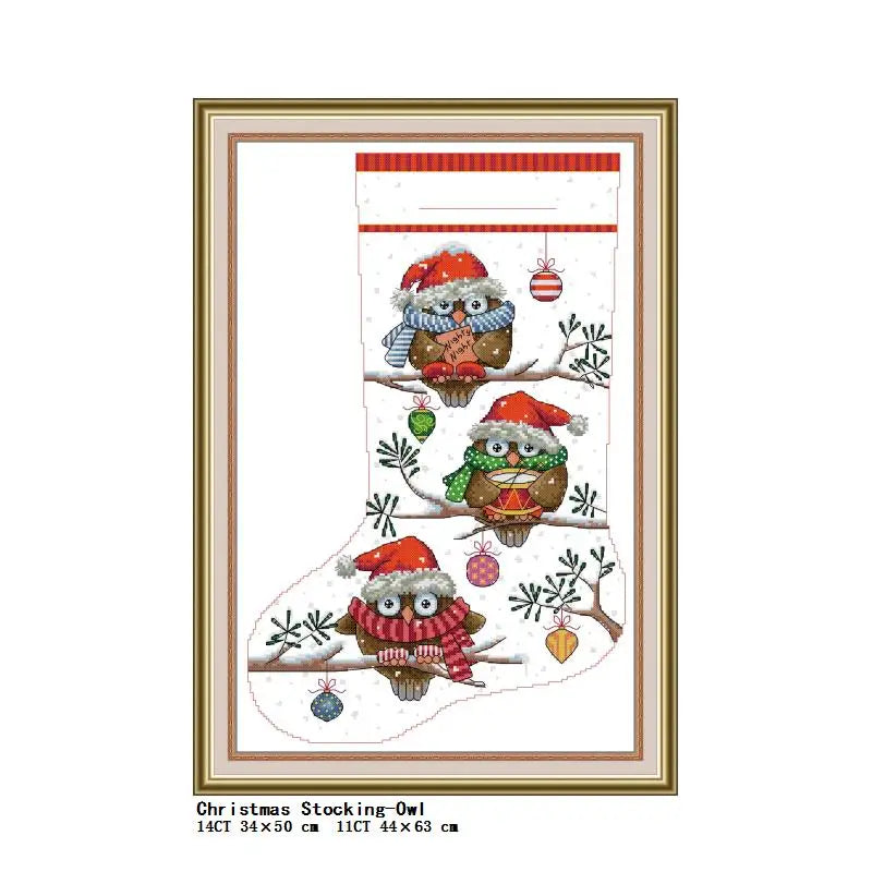 Christmas Stocking Cross Stitch Kit – Stamped 14CT & 11CT Embroidery Set | 13 Designs