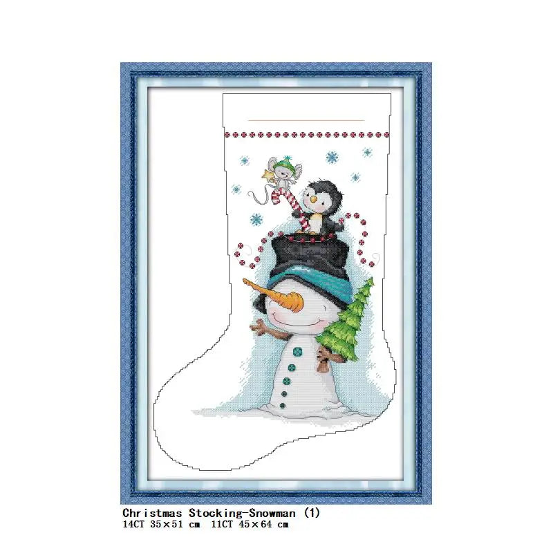 Christmas Stocking Cross Stitch Kit – Stamped 14CT & 11CT Embroidery Set | 13 Designs