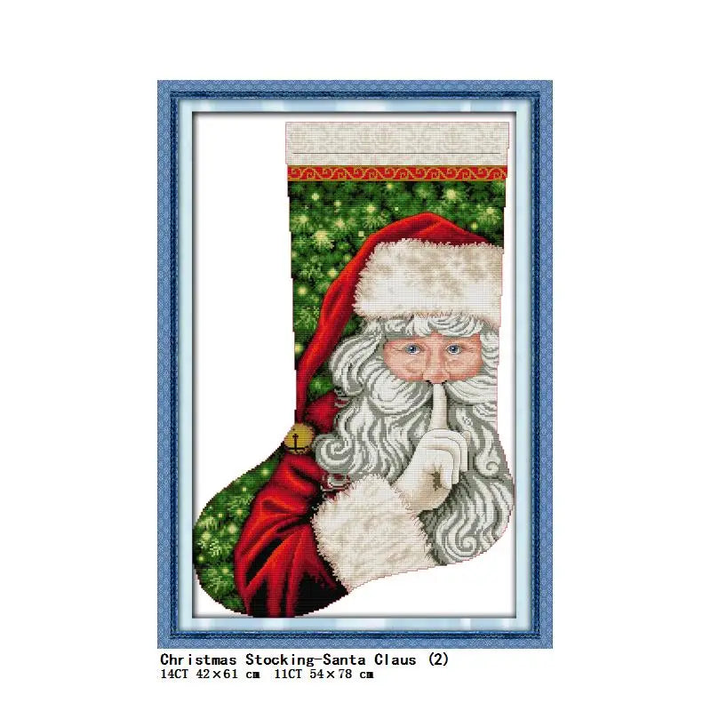 Christmas Stocking Cross Stitch Kit – Stamped 14CT & 11CT Embroidery Set | 13 Designs
