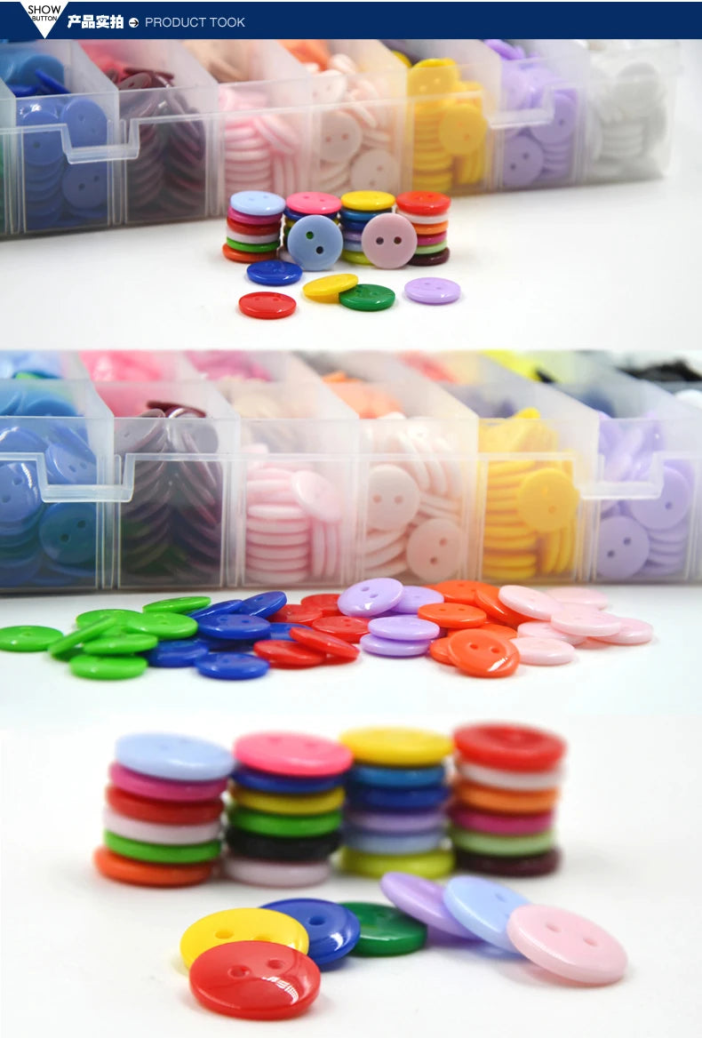 MIAOCHI Mixed Color Round Plastic Buttons – 2-Hole, 7 Sizes, 50 or 100-Pack