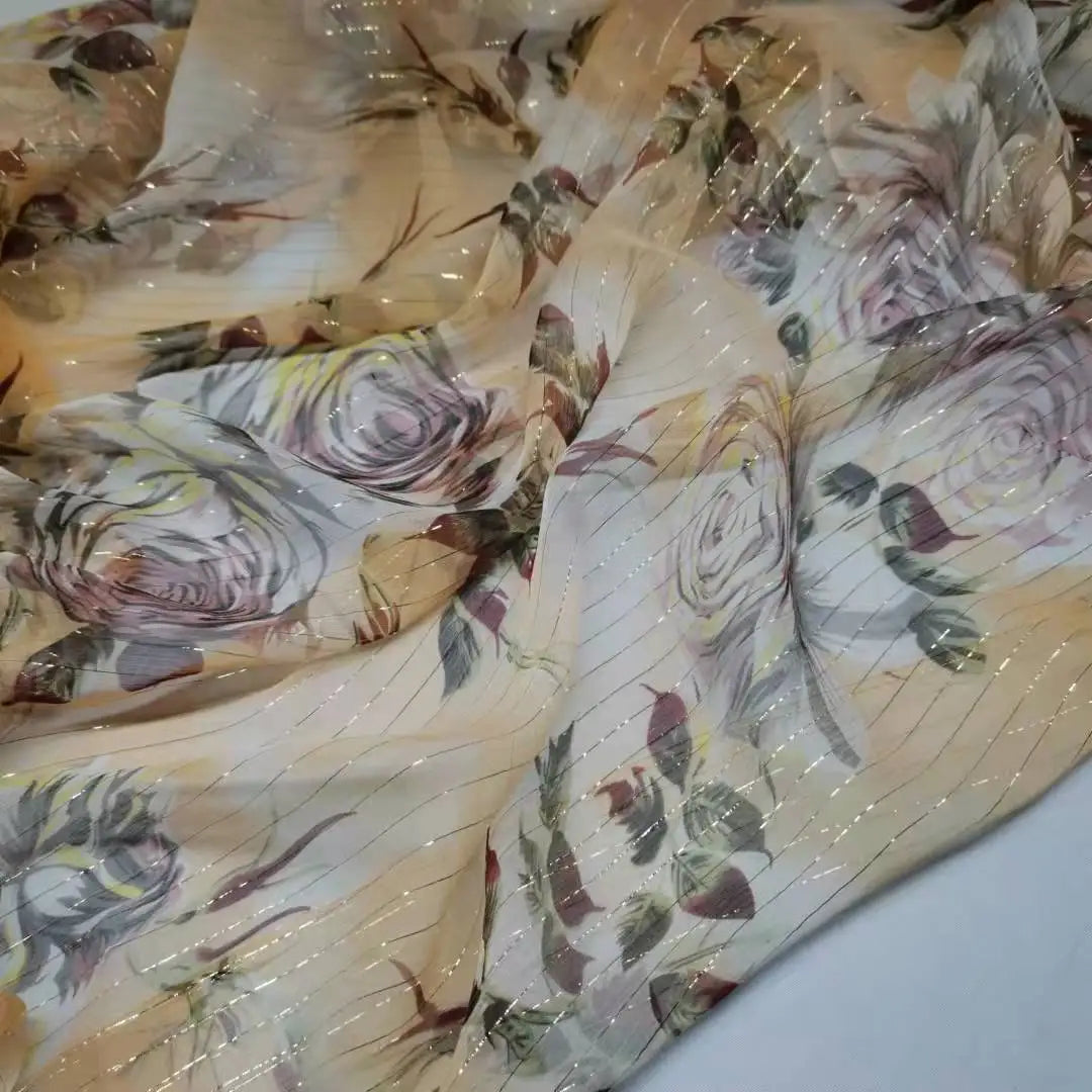 Floral Print Silk-Cotton Blend Fabric – 135cm Wide, 9-10mm | Dresses, Blouses & Luxury DIY Sewing