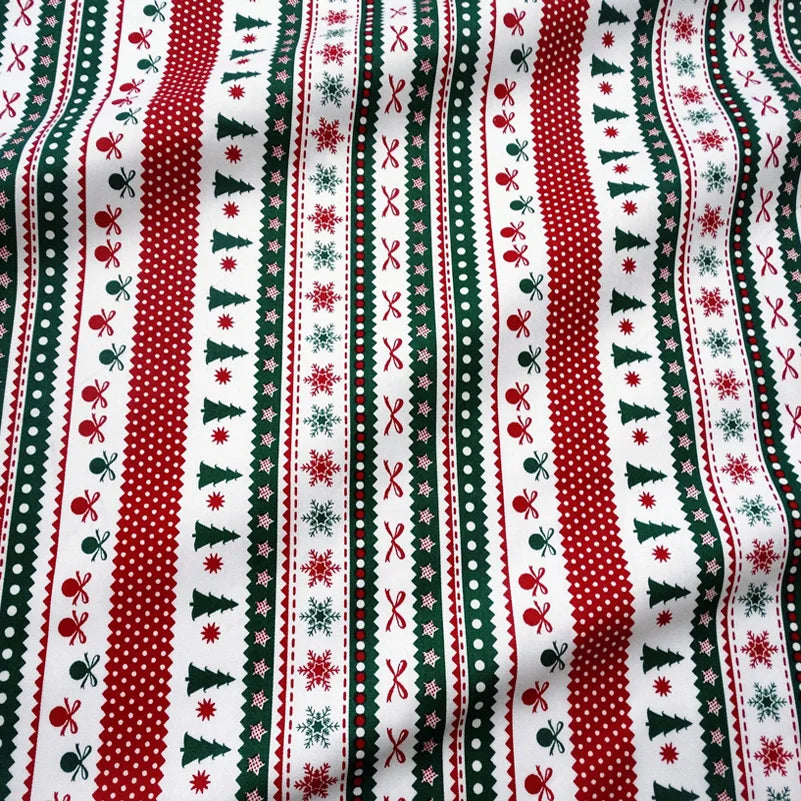 Christmas Twill Cotton Fabric – Santa, Trees & Holiday Prints, 0.5m x 1.6m